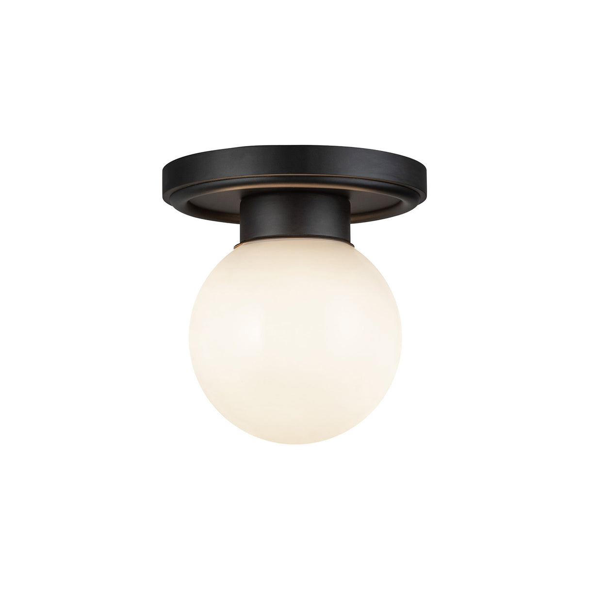 Tristen Flush Mount 6", Matte Black and Opal Glass