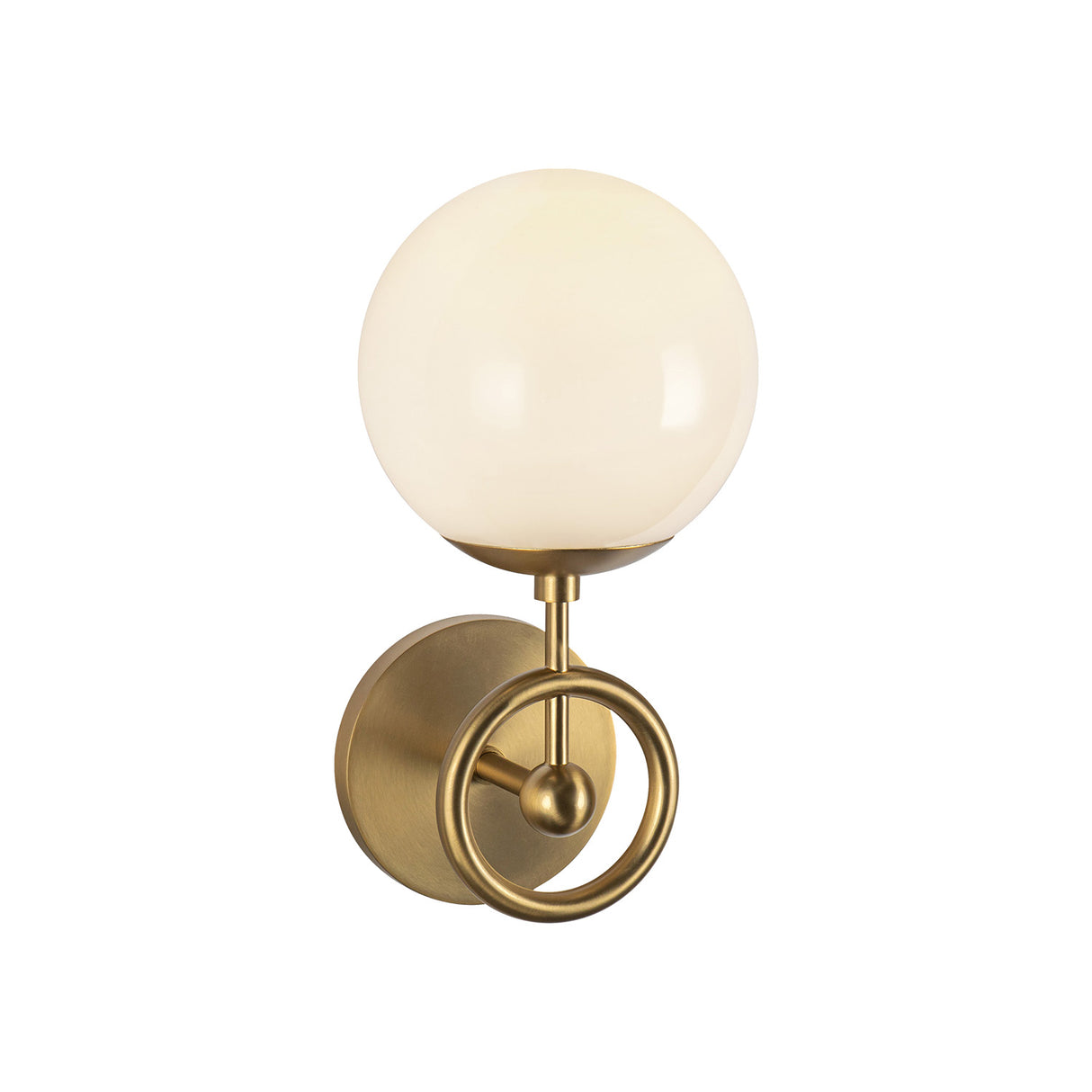 Tristen Wall Sconce 12", Brushed Brass and Opal Glass