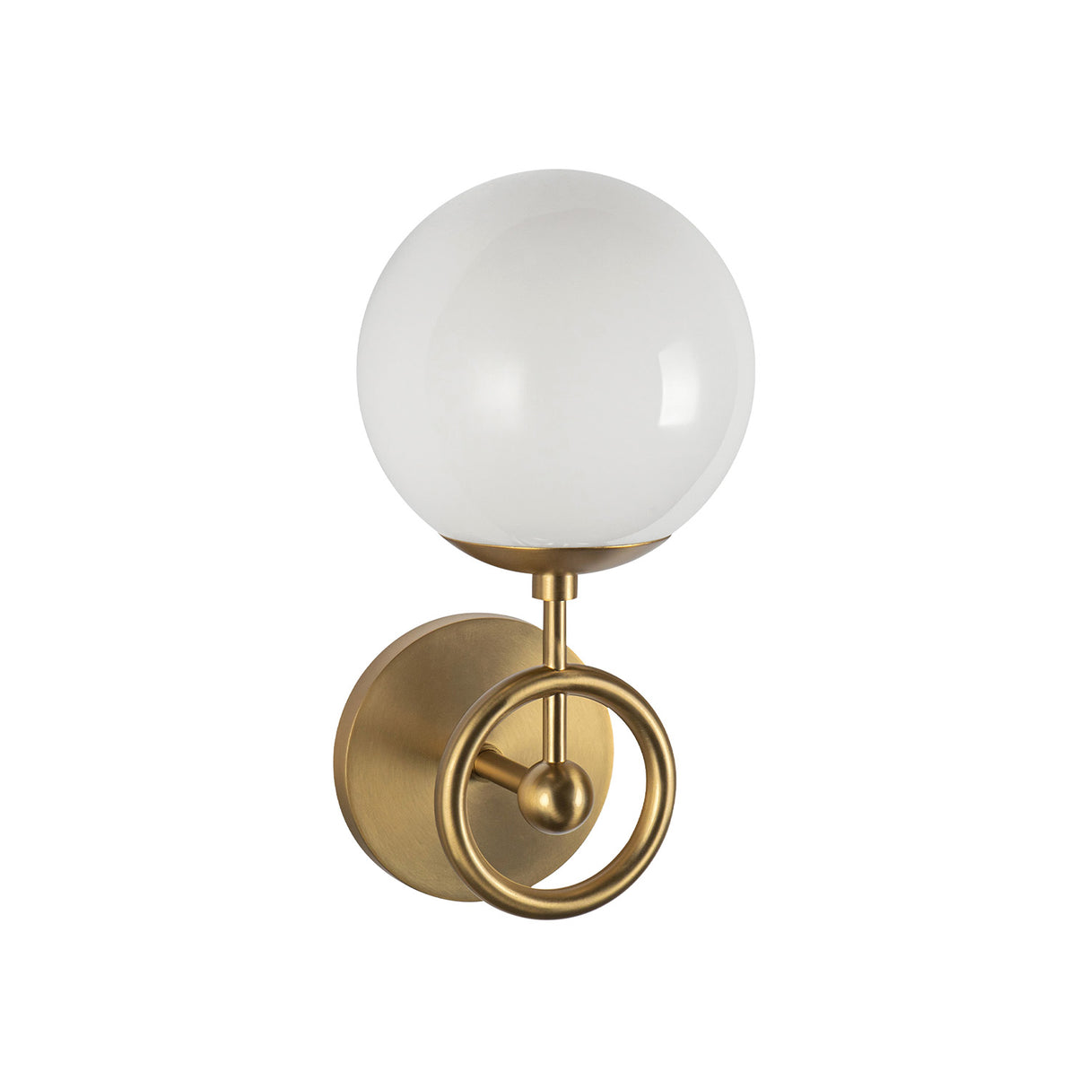 Tristen Wall Sconce 12", Brushed Brass and Opal Glass