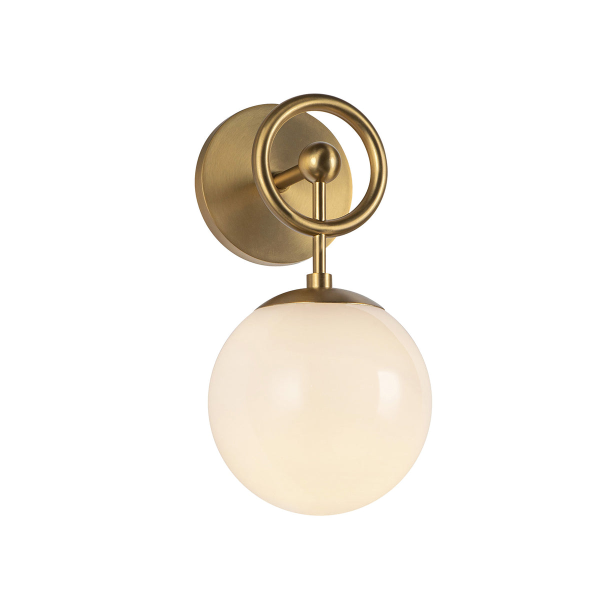 Tristen Wall Sconce 12", Brushed Brass and Opal Glass