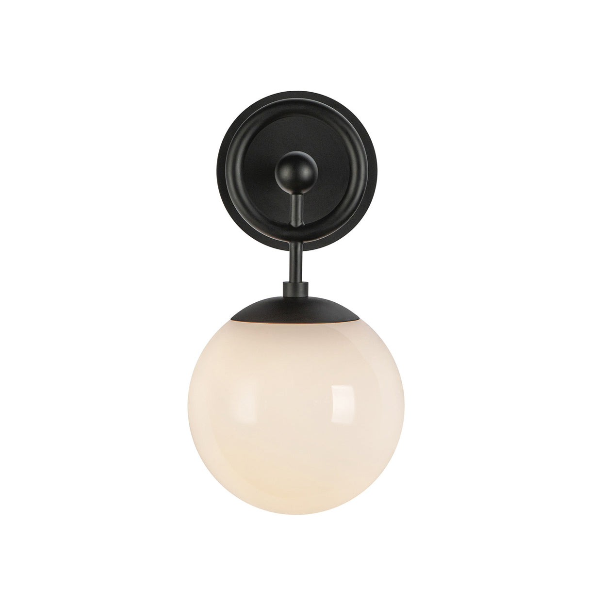 Tristen Wall Sconce 12", Matte Black and Opal Glass
