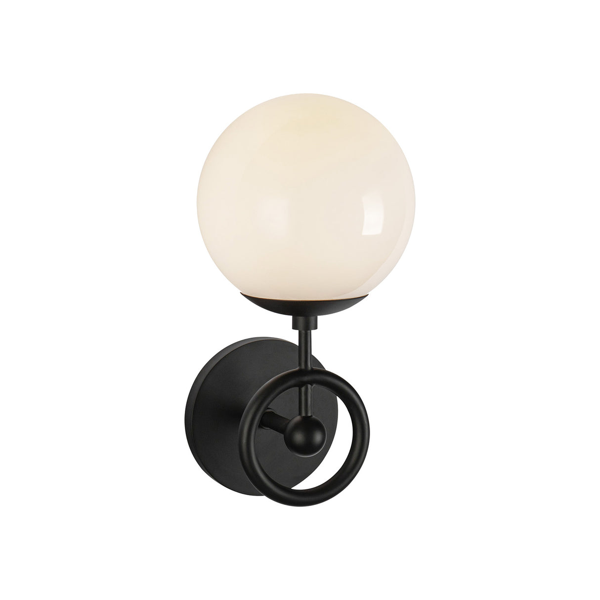 Tristen Wall Sconce 12", Matte Black and Opal Glass
