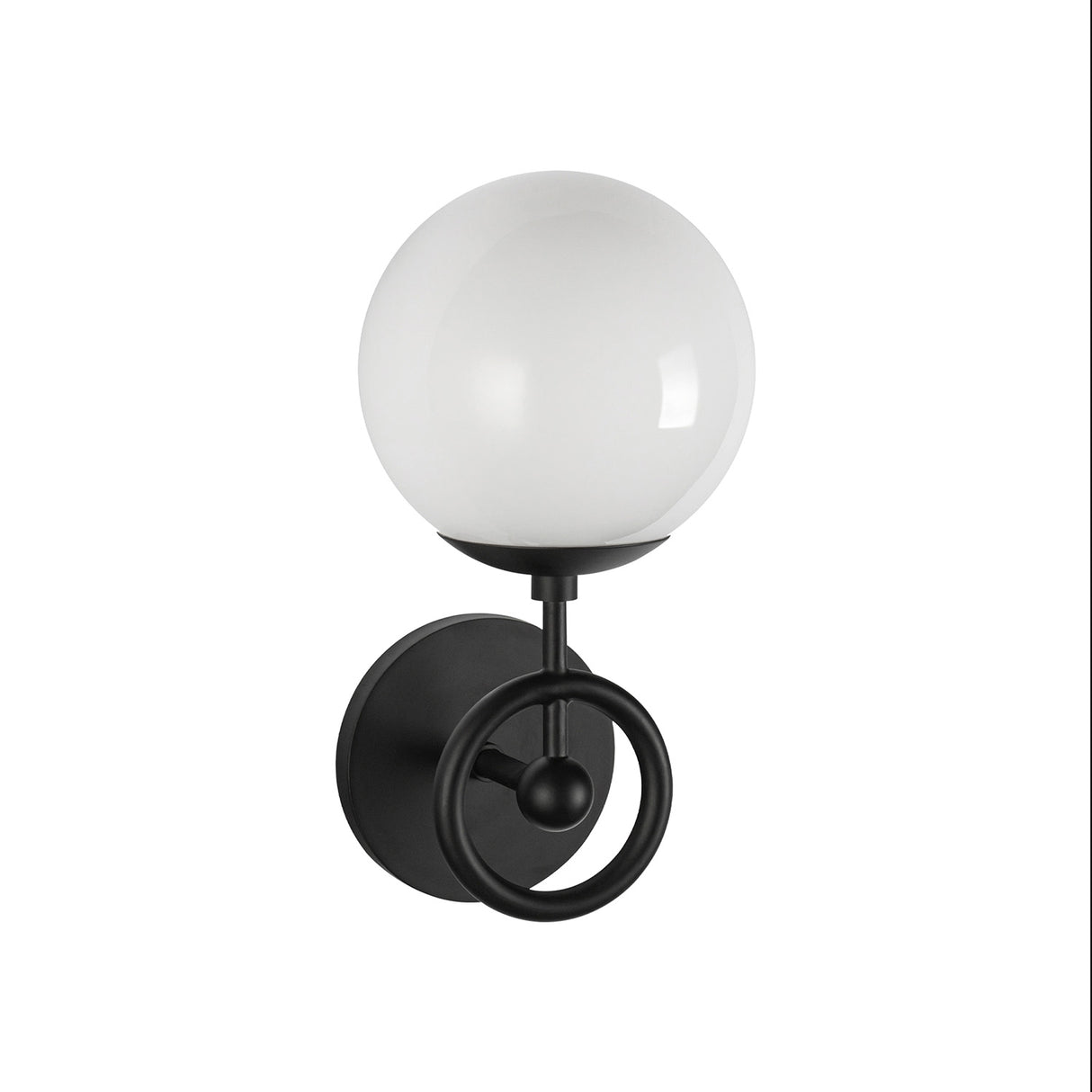 Tristen Wall Sconce 12", Matte Black and Opal Glass