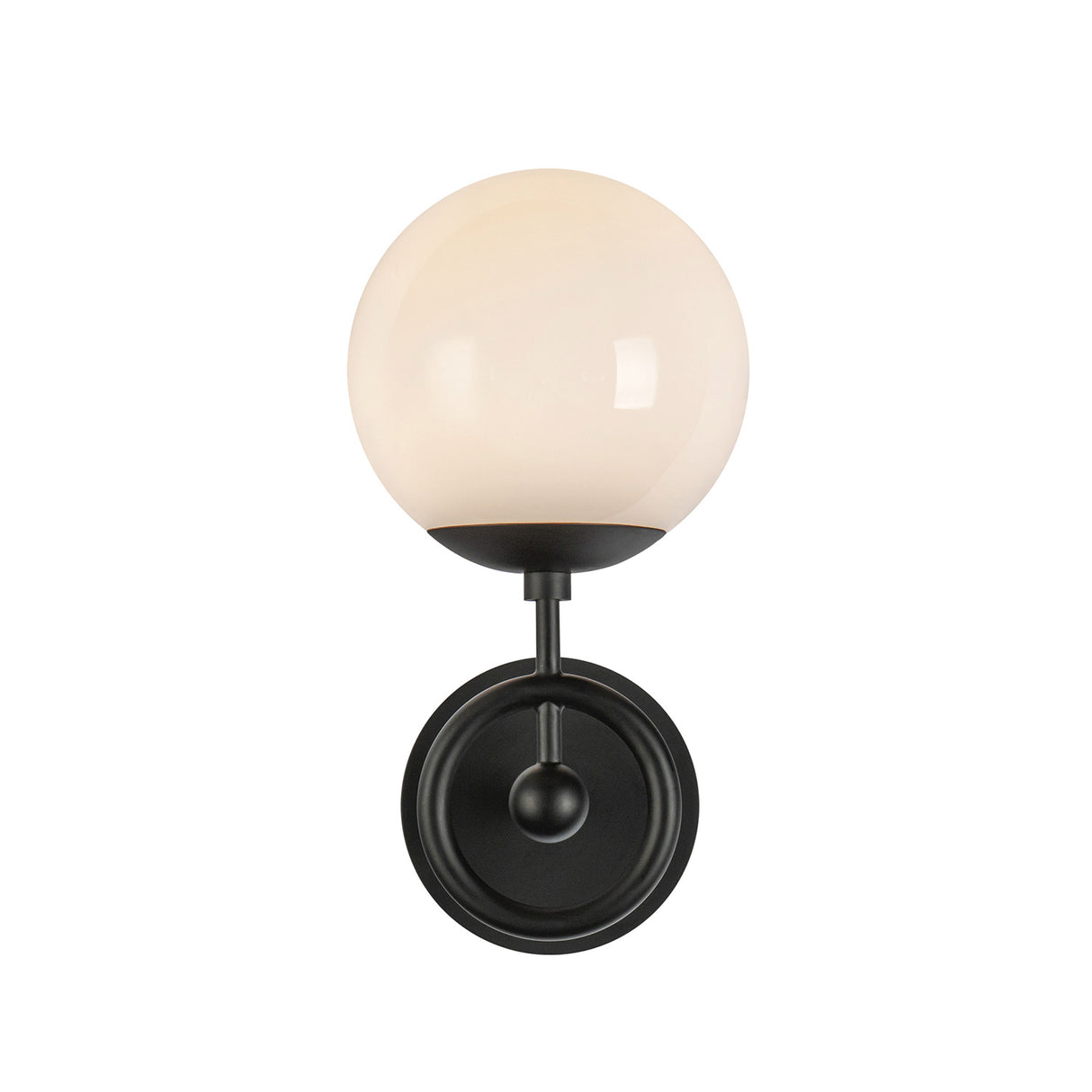 Tristen Wall Sconce 12", Matte Black and Opal Glass