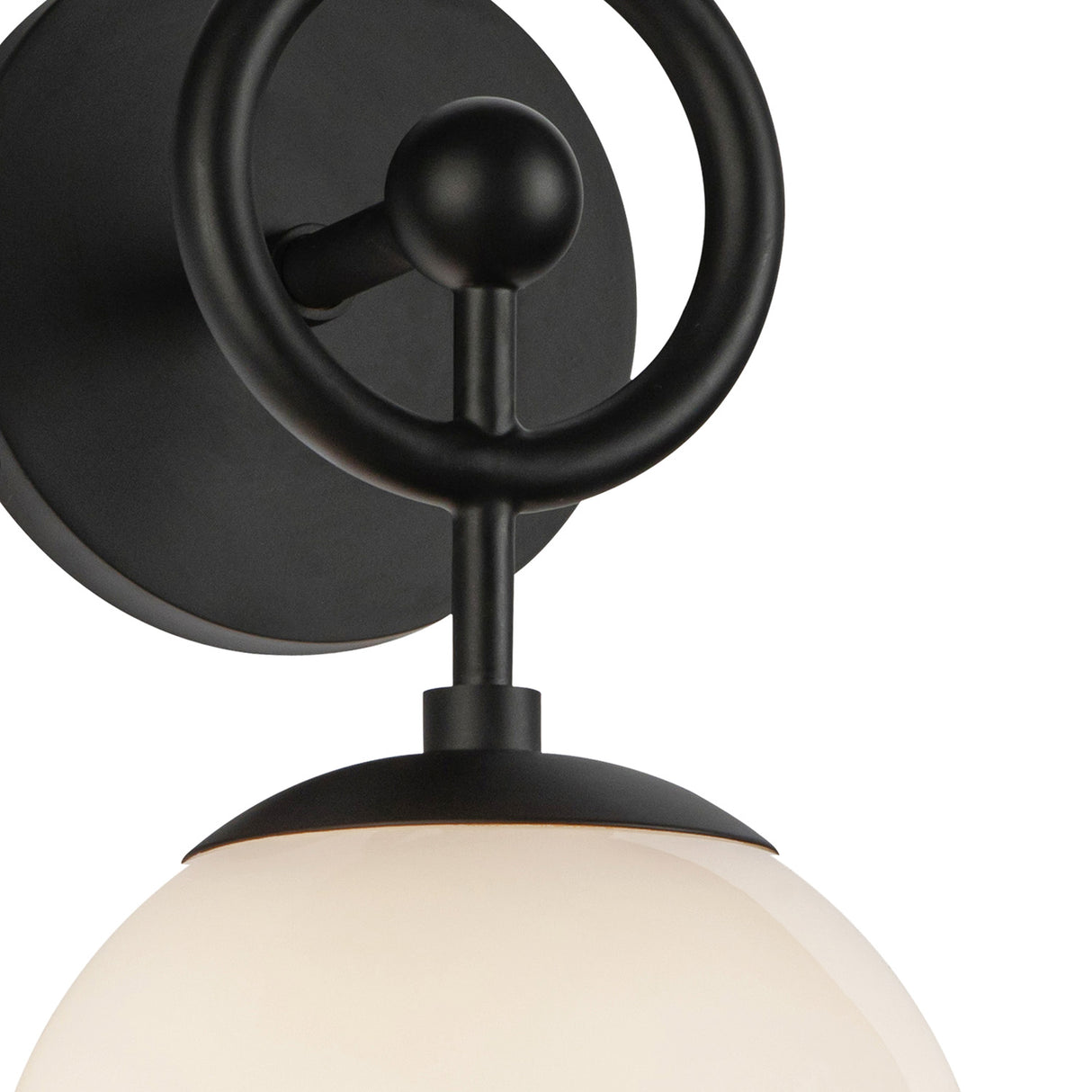 Tristen Wall Sconce 12", Matte Black and Opal Glass