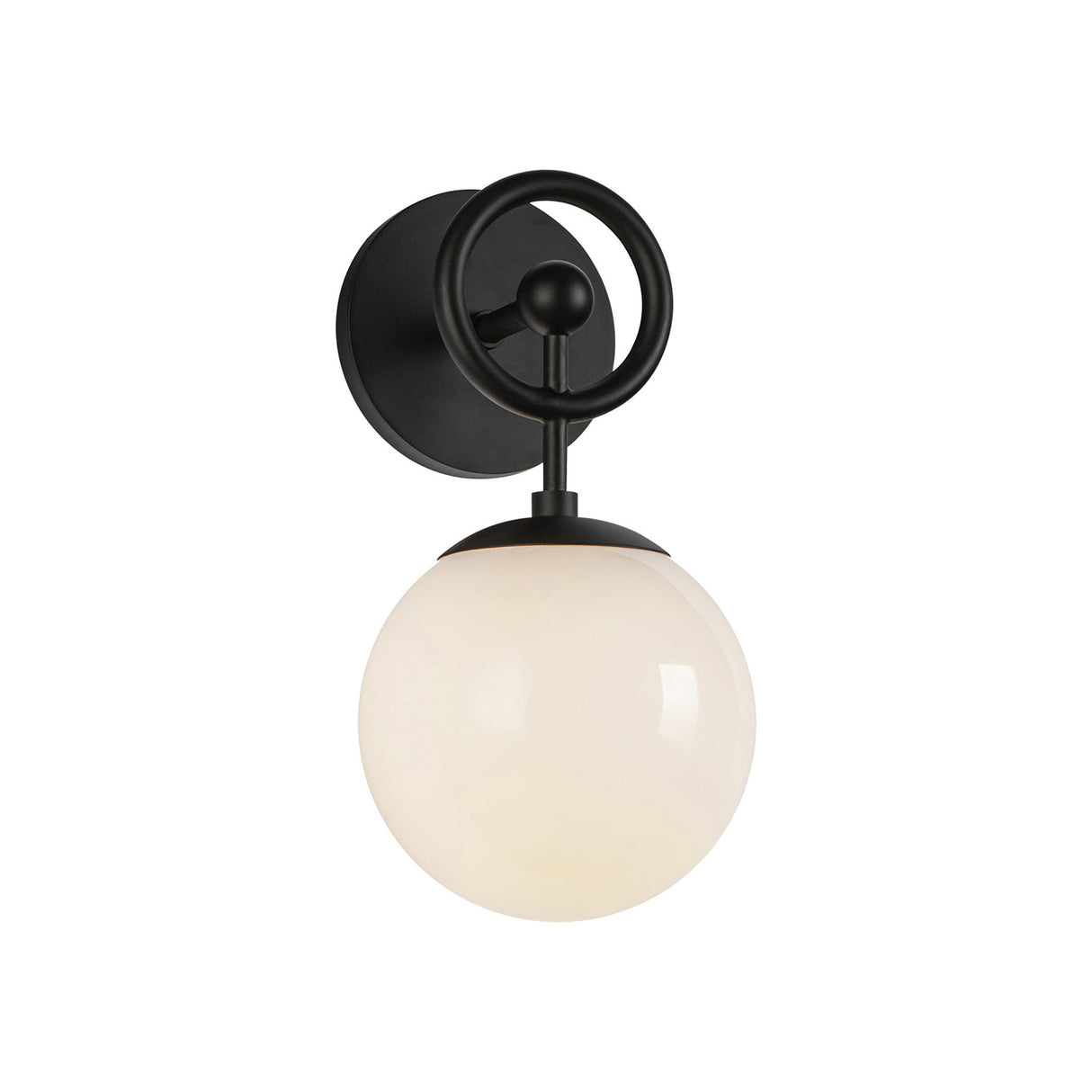 Tristen Wall Sconce 12", Matte Black and Opal Glass