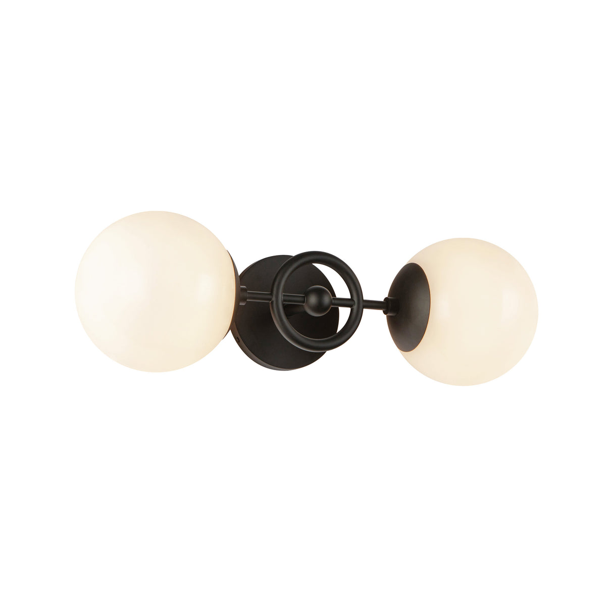 Tristen 2 Light Vanity 18", Matte Black and Opal Glass