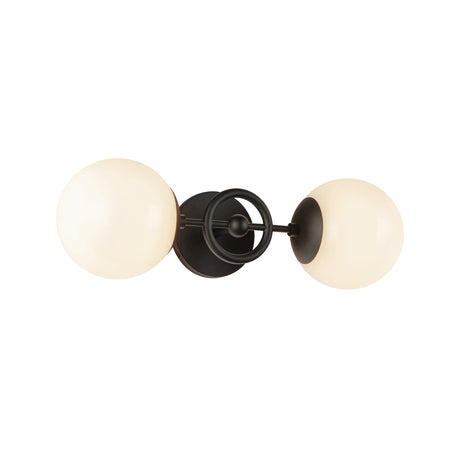 Tristen 2 Light Vanity 18", Matte Black and Opal Glass