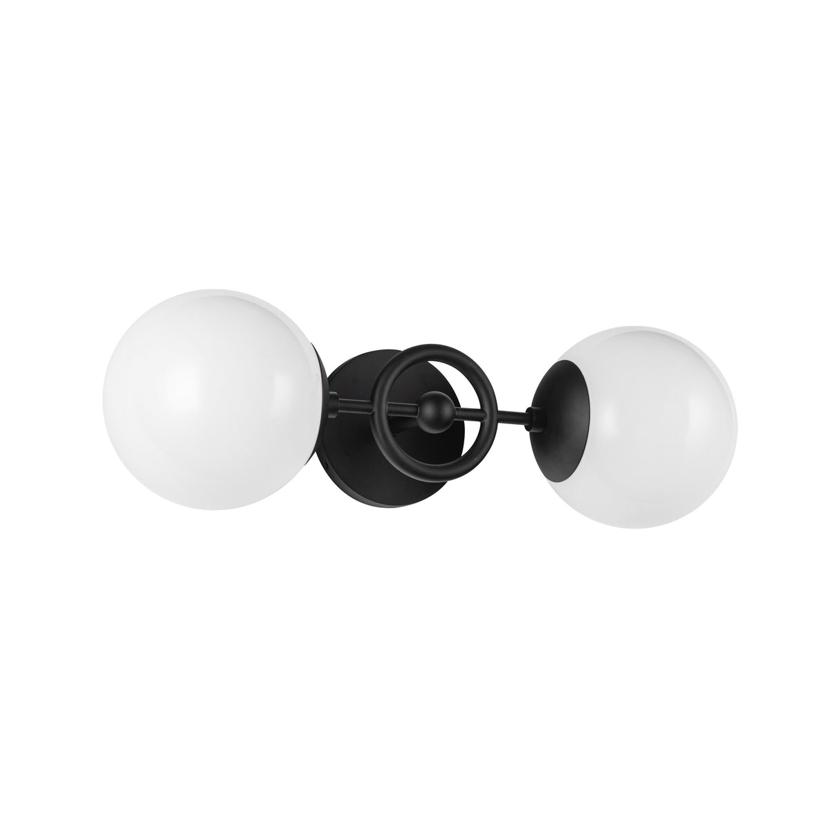 Tristen 2 Light Vanity 18", Matte Black and Opal Glass