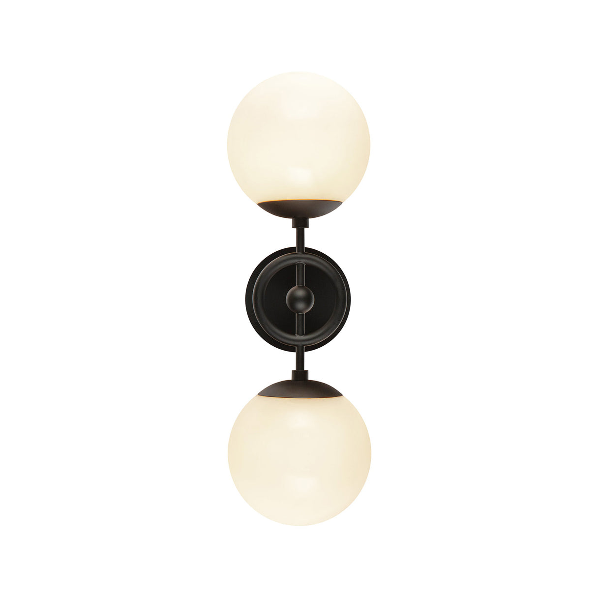 Tristen 2 Light Vanity 18", Matte Black and Opal Glass