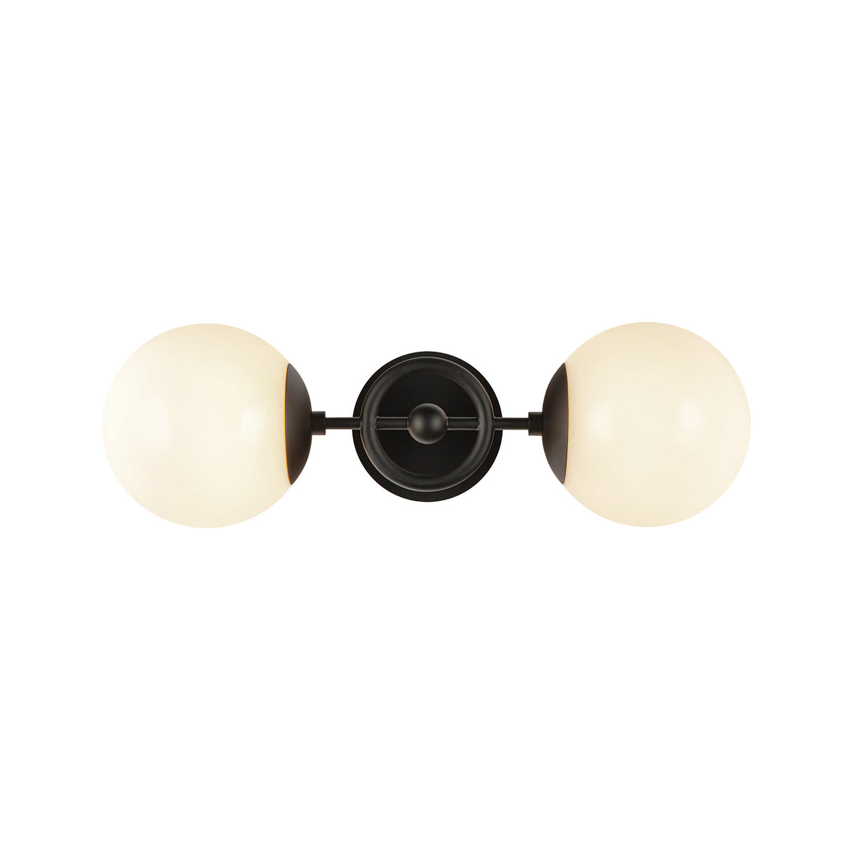Tristen 2 Light Vanity 18", Matte Black and Opal Glass