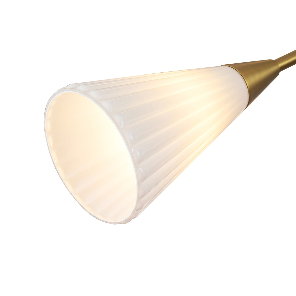 Aurora Chandelier 39", Brushed Brass and Ribbed Opal Glass