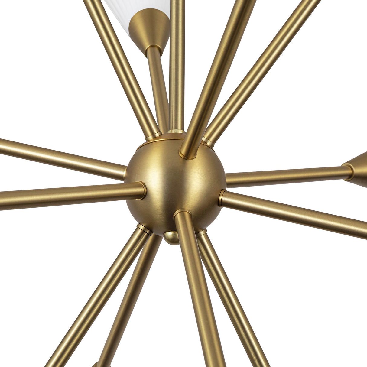 Aurora Chandelier 39", Brushed Brass and Ribbed Opal Glass