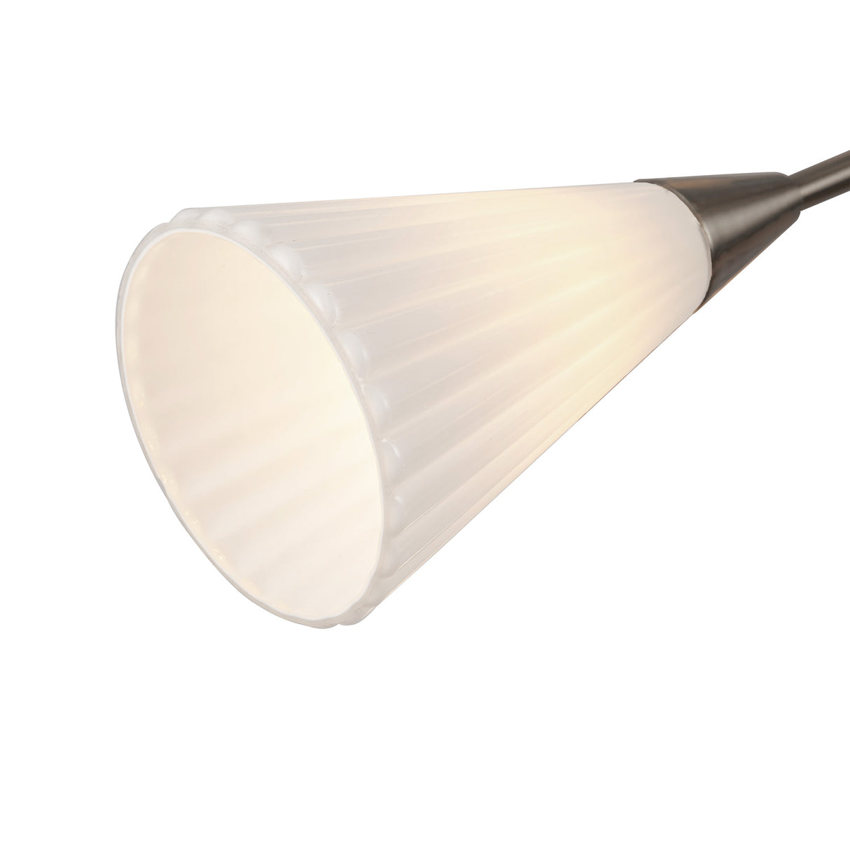 Aurora Chandelier 39", Brushed Nickel and Ribbed Opal Glass