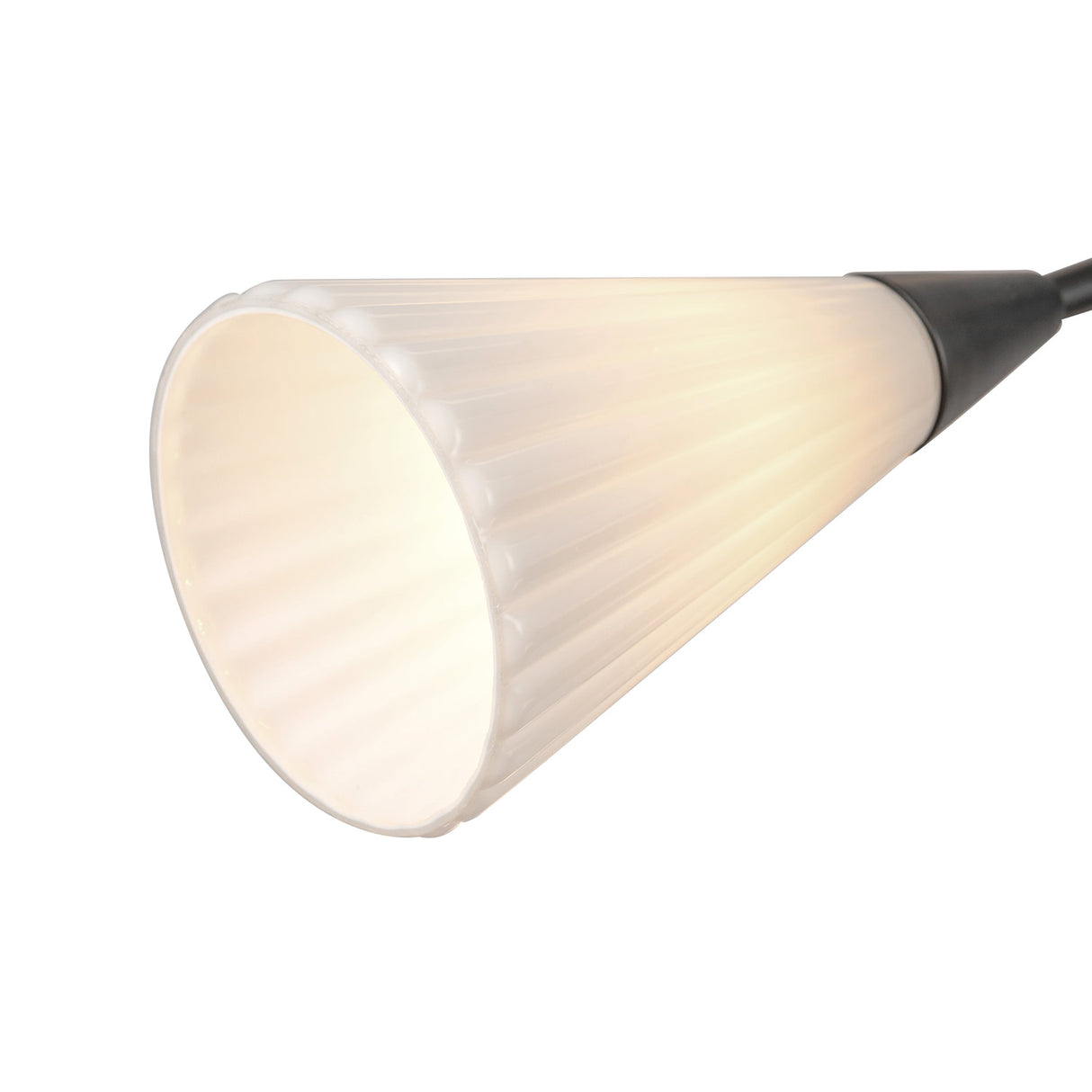 Aurora Chandelier 39", Matte Black and Ribbed Opal Glass