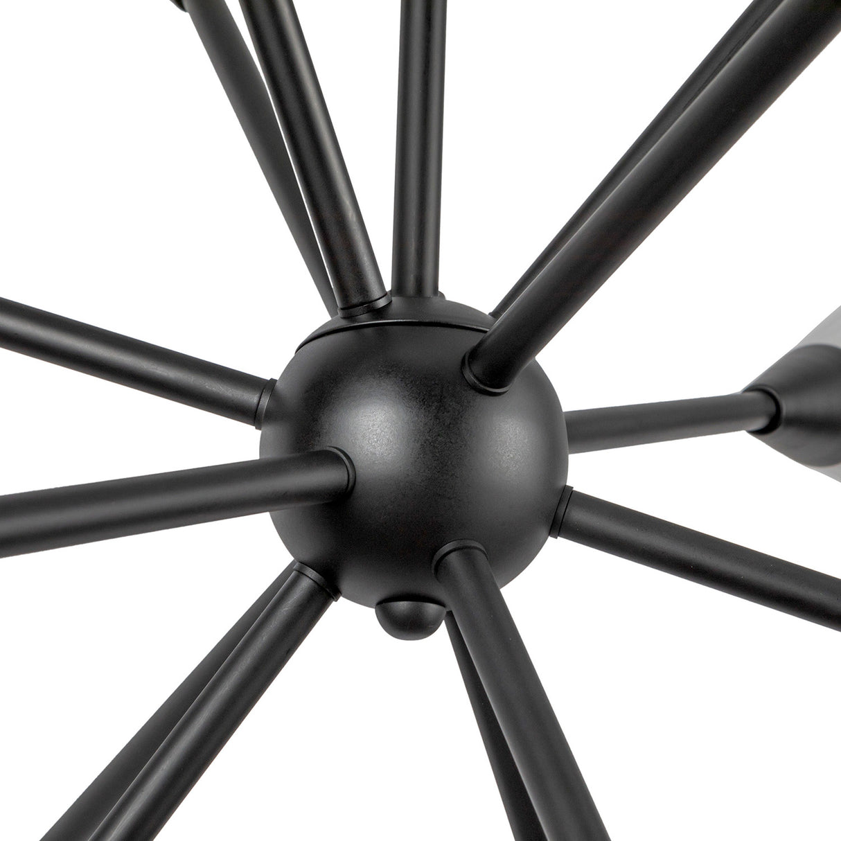 Aurora Chandelier 39", Matte Black and Ribbed Opal Glass