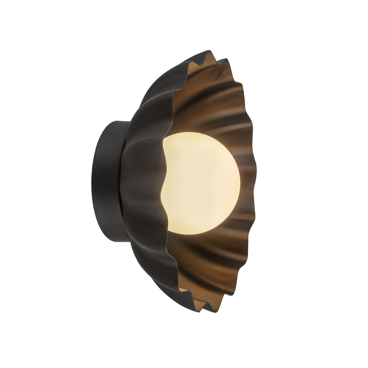 Flare LED Sconce 10", Matte Black and Opal Glass