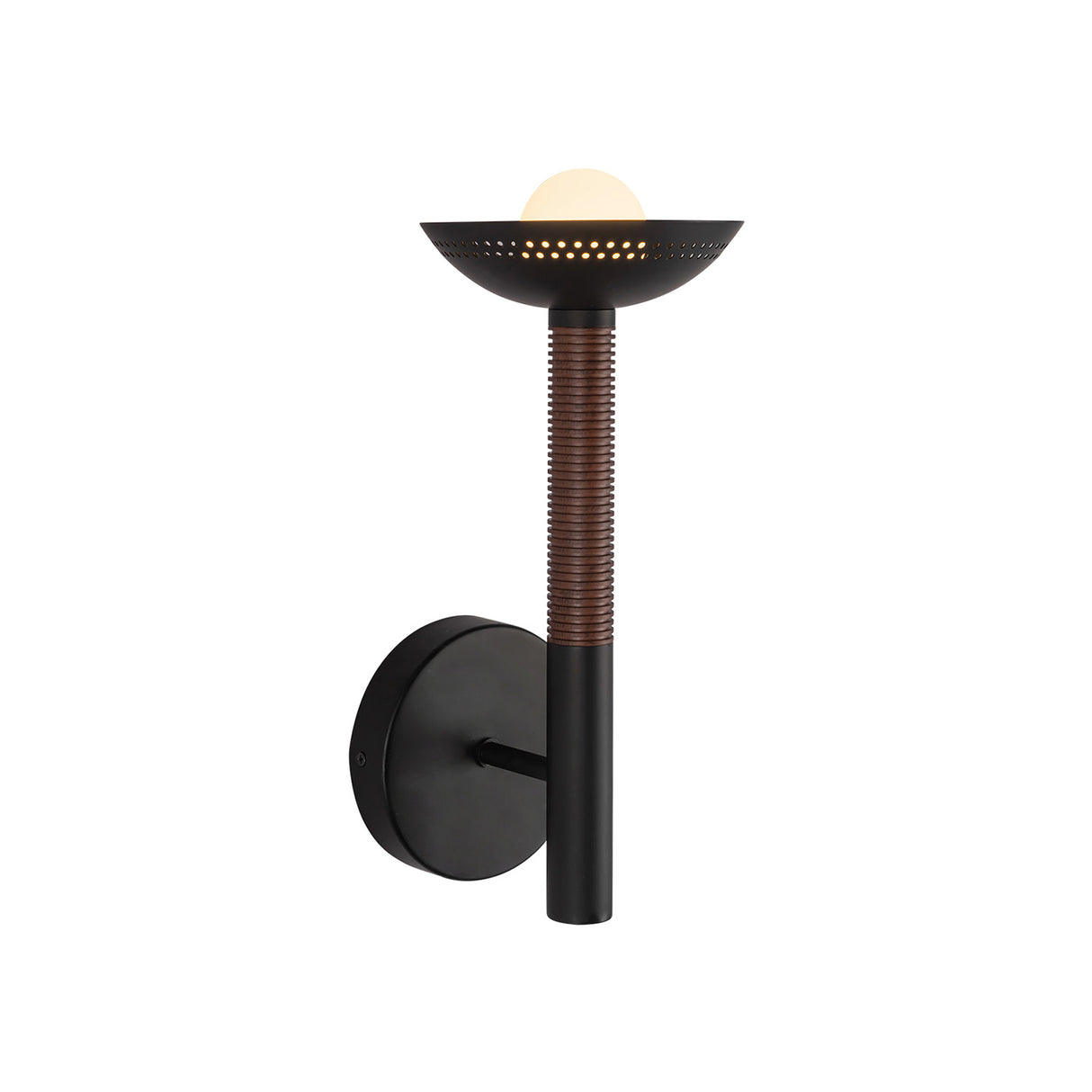 Sheila 1 Light LED Wall Sconce 14", Matte Black and Walnut