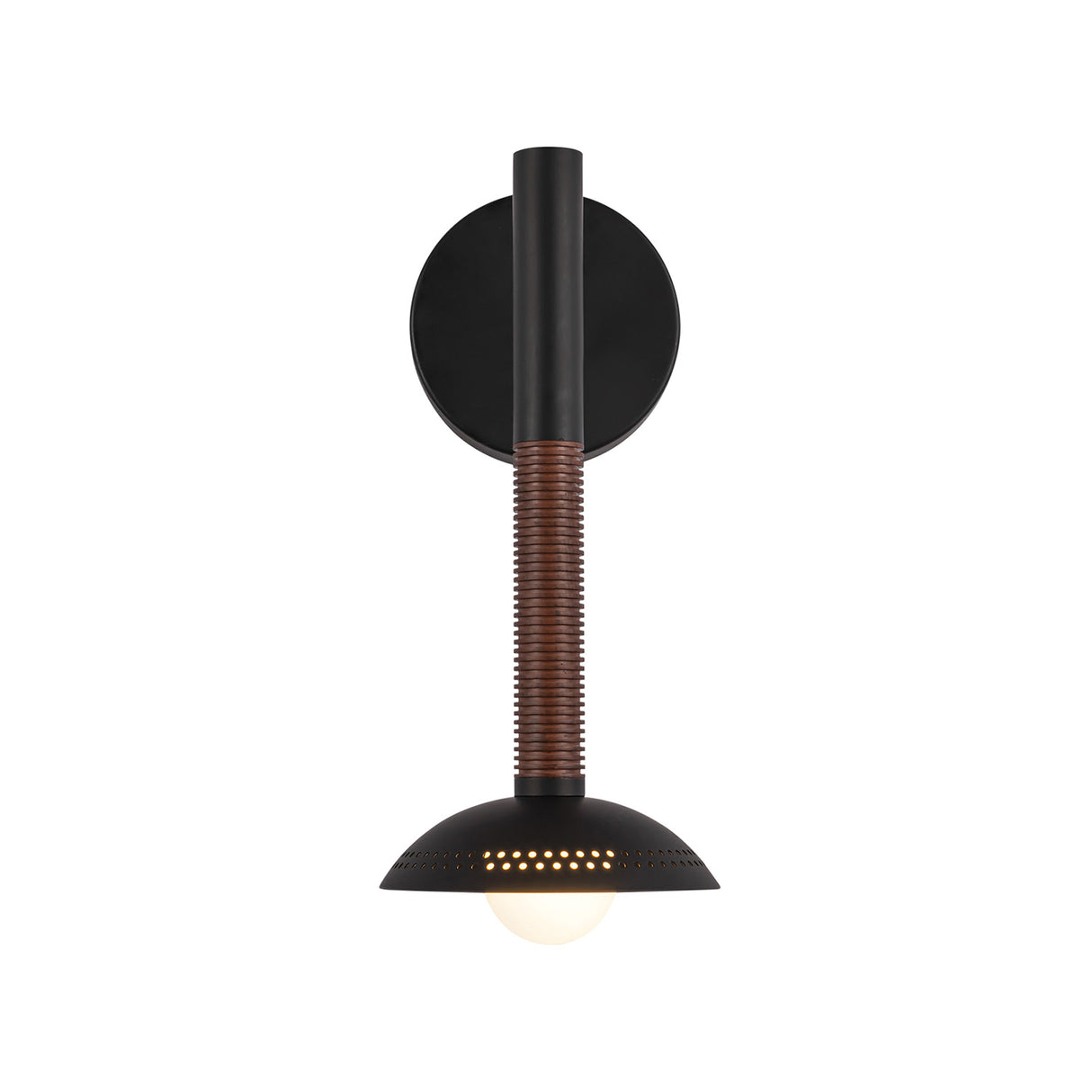 Sheila 1 Light LED Wall Sconce 14", Matte Black and Walnut