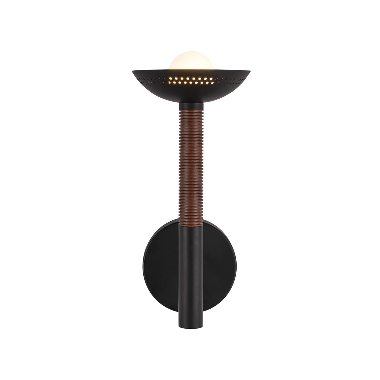 Sheila 1 Light LED Wall Sconce 14", Matte Black and Walnut