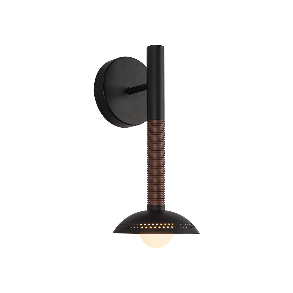 Sheila 1 Light LED Wall Sconce 14", Matte Black and Walnut