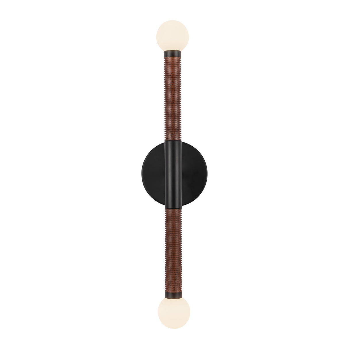 Shiloh 2 Light LED Wall Sconce 23", Matte Black and Walnut