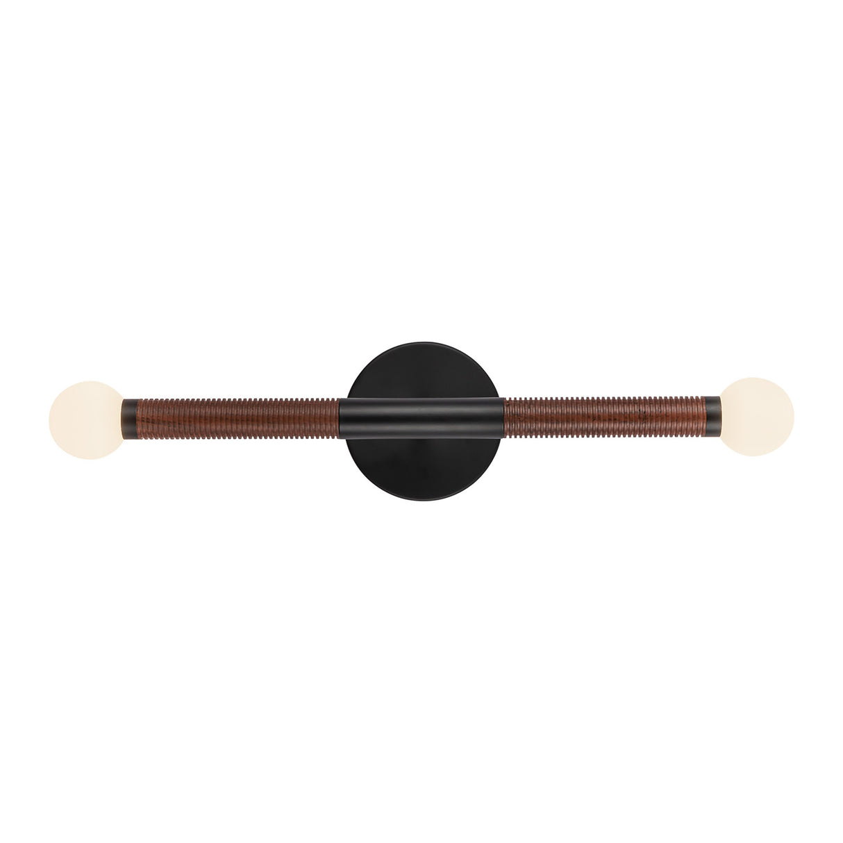 Shiloh 2 Light LED Wall Sconce 23", Matte Black and Walnut
