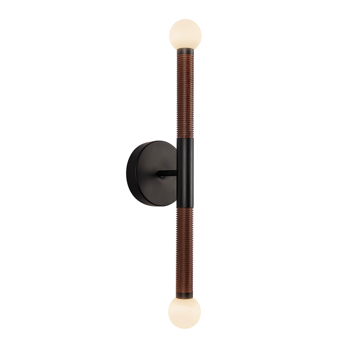 Shiloh 2 Light LED Wall Sconce 23", Matte Black and Walnut