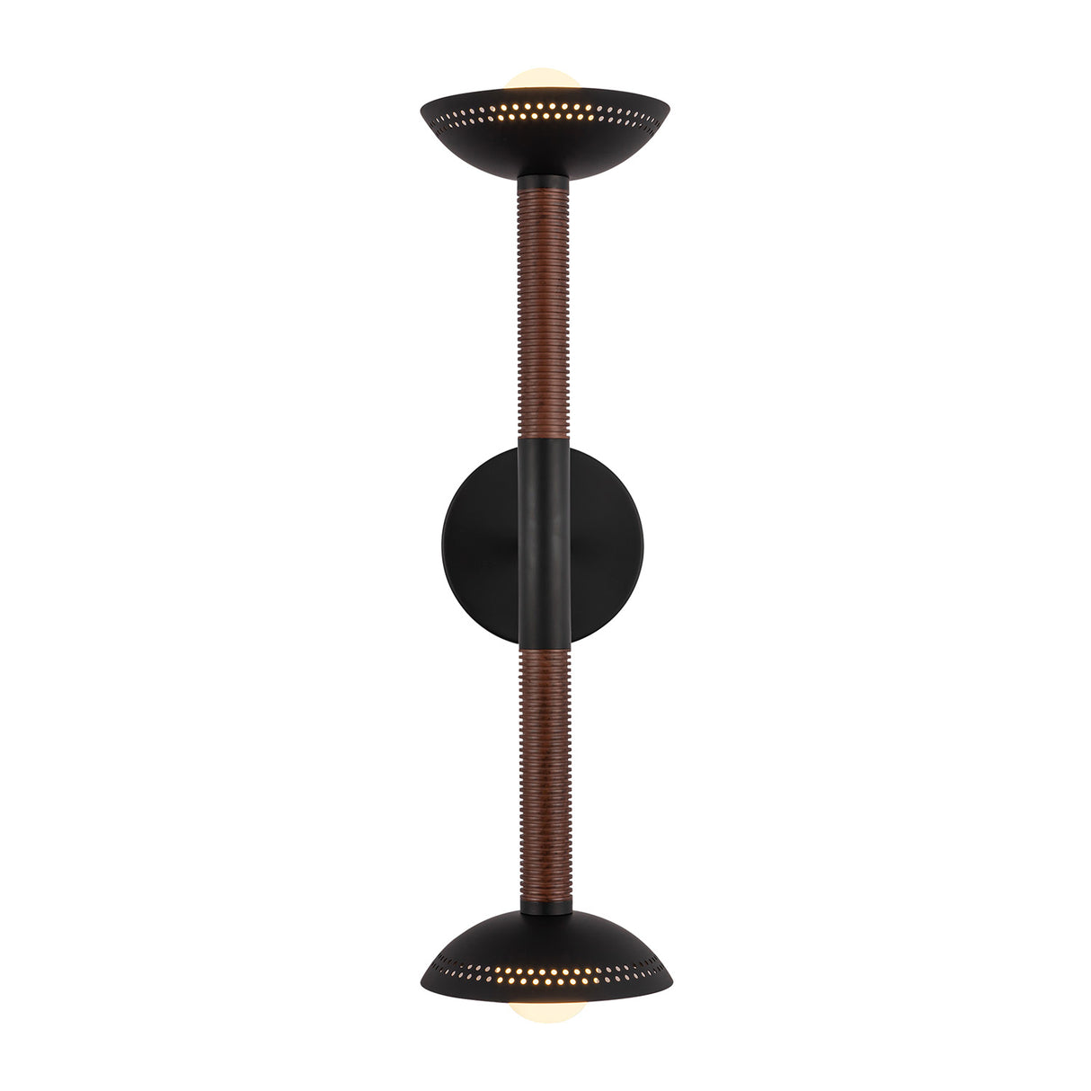 Sheila 2 Light LED Wall Sconce 23", Matte Black and Walnut