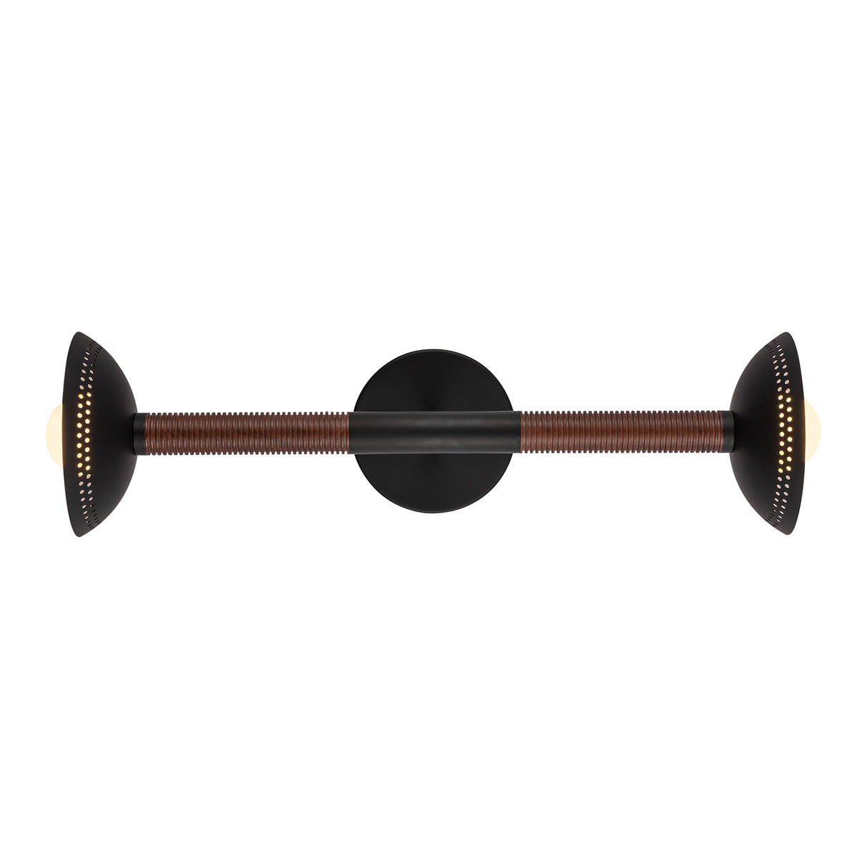 Sheila 2 Light LED Wall Sconce 23", Matte Black and Walnut