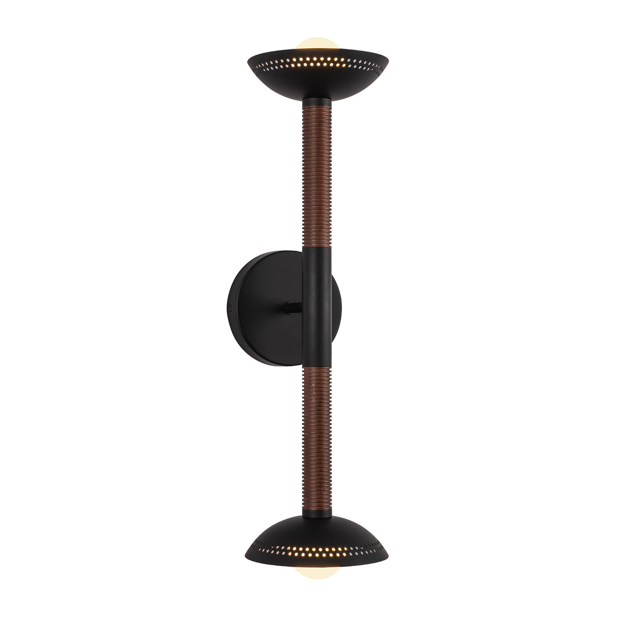Sheila 2 Light LED Wall Sconce 23", Matte Black and Walnut