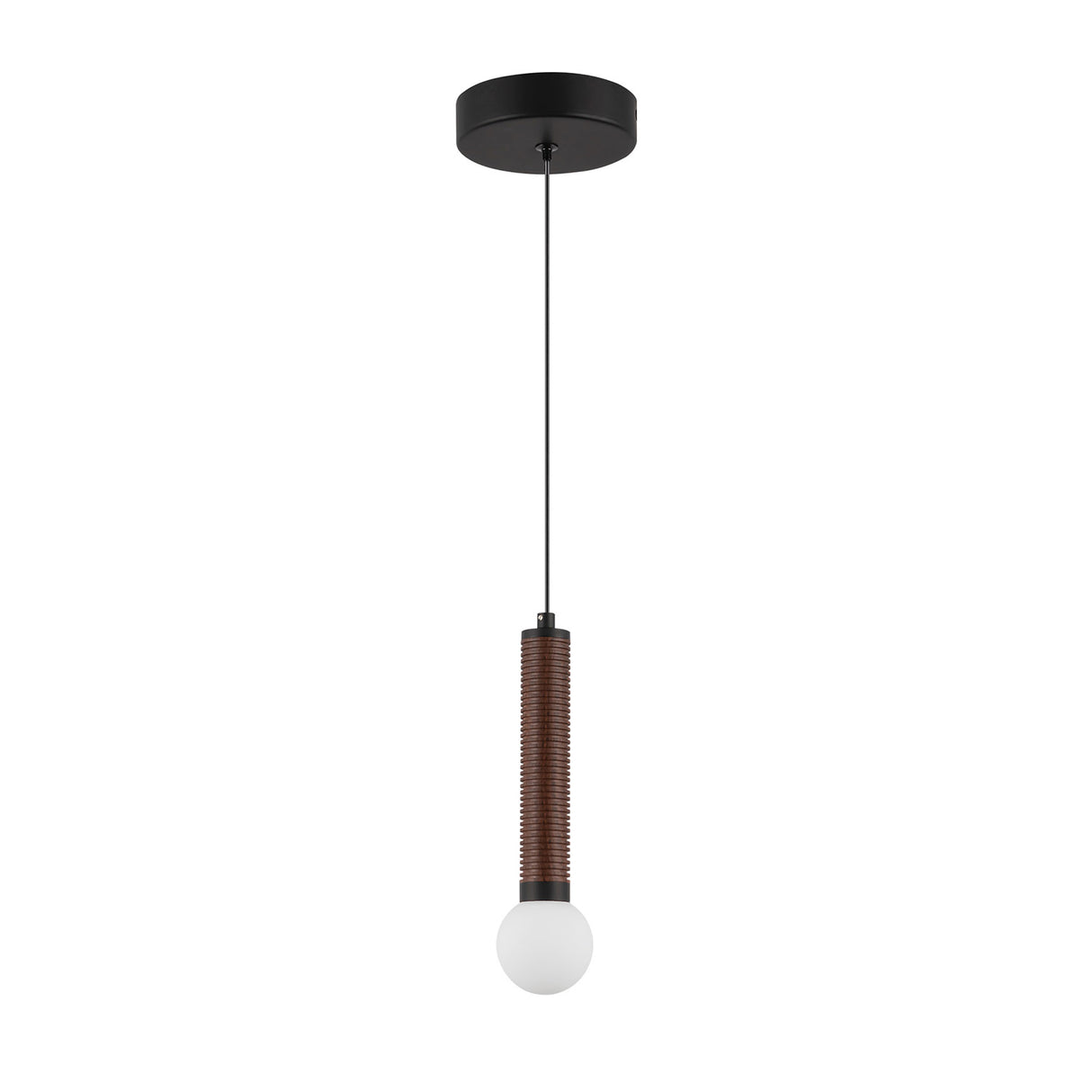 Shiloh LED Pendant 9", Matte Black and Walnut