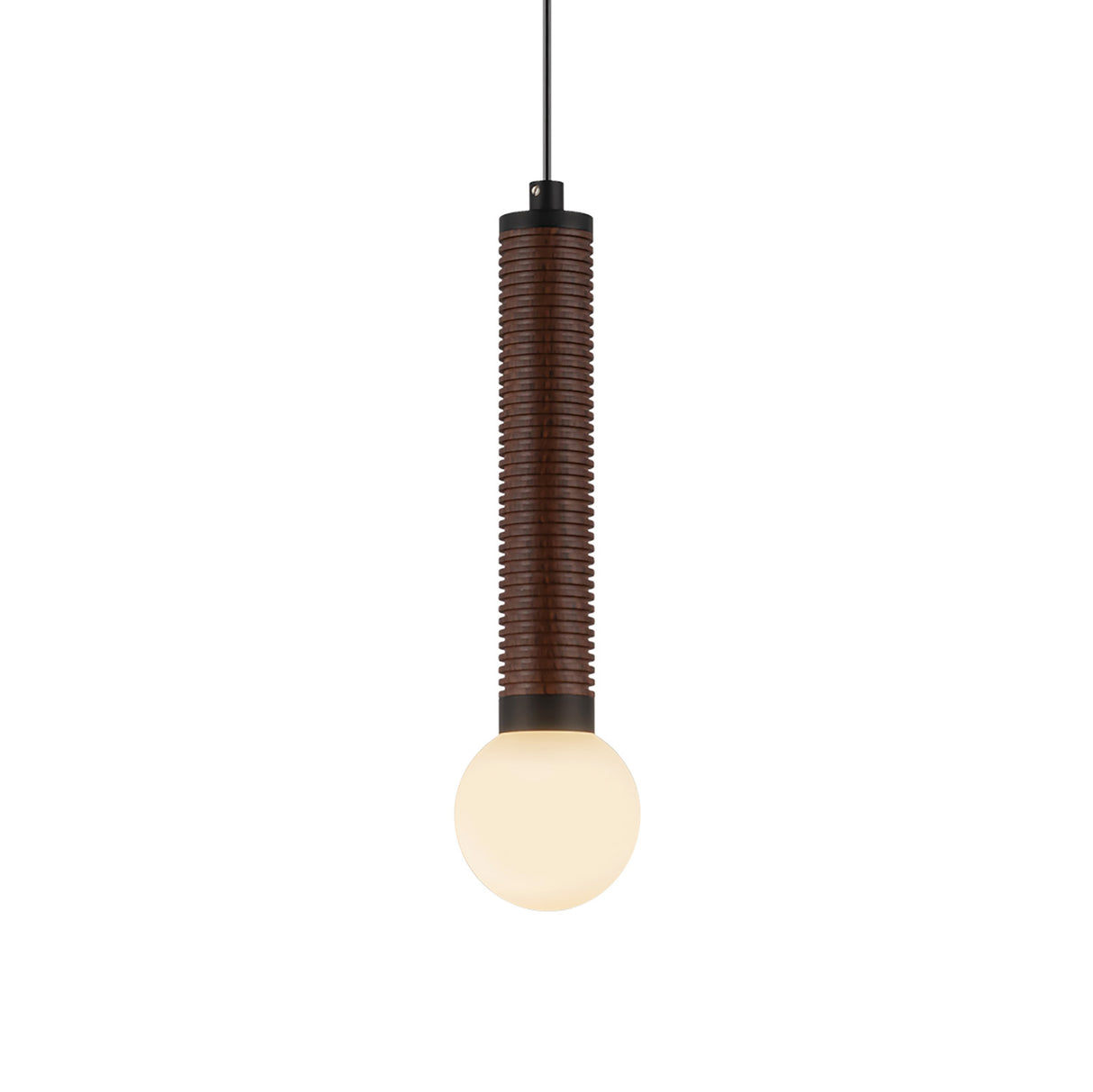 Shiloh LED Pendant 9", Matte Black and Walnut