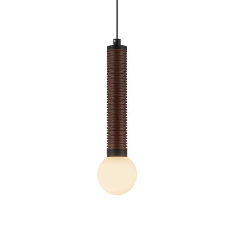 Shiloh LED Pendant 9", Matte Black and Walnut