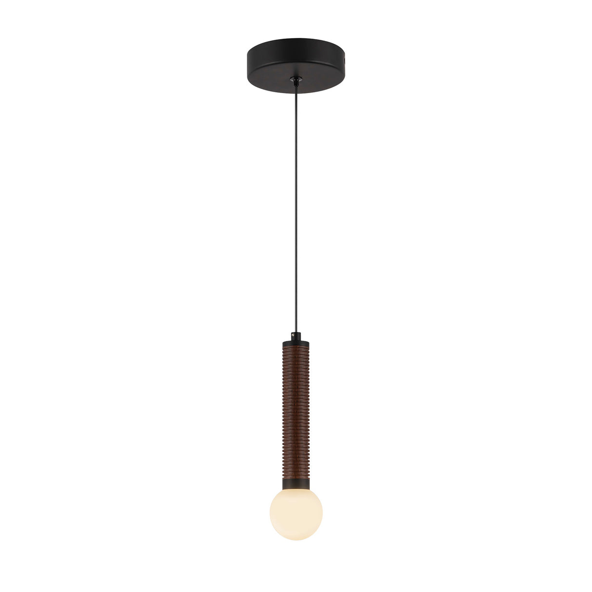 Shiloh LED Pendant 9", Matte Black and Walnut