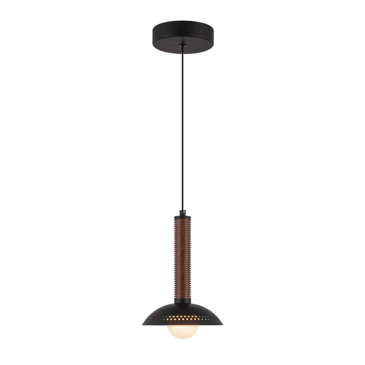 Sheila LED Pendant 9", Matte Black and Walnut