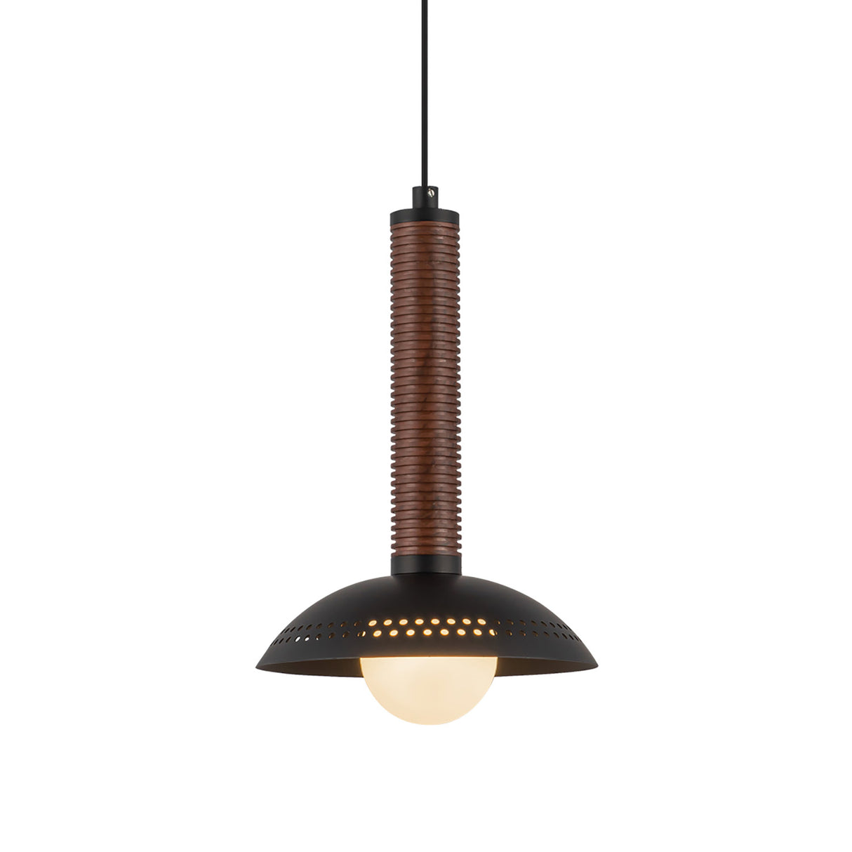 Sheila LED Pendant 9", Matte Black and Walnut