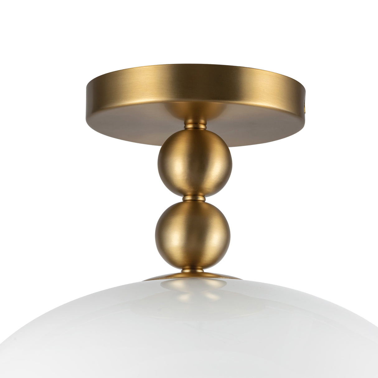 Archie Flush Mount 12", Brushed Brass and Opal Glass