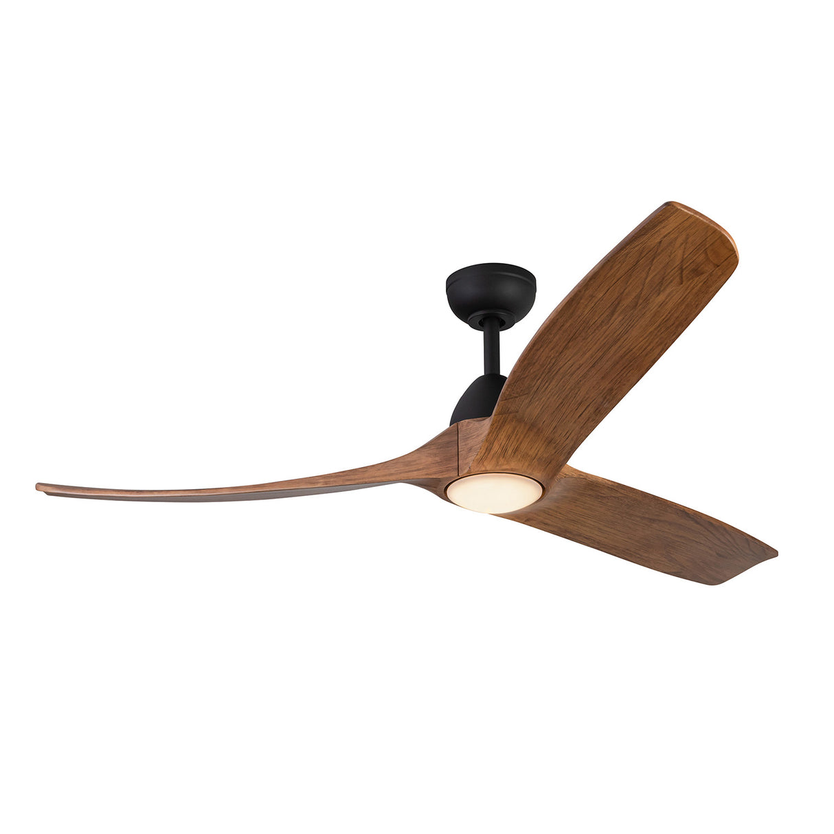 Sedona LED Ceiling Fan 60", Matte Black and Natural Oak Wood Blades, Smart Fan, 6-Speed Reversible Air Flow