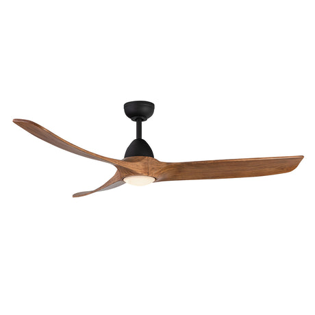 Sedona LED Ceiling Fan 60", Matte Black and Natural Oak Wood Blades, Smart Fan, 6-Speed Reversible Air Flow