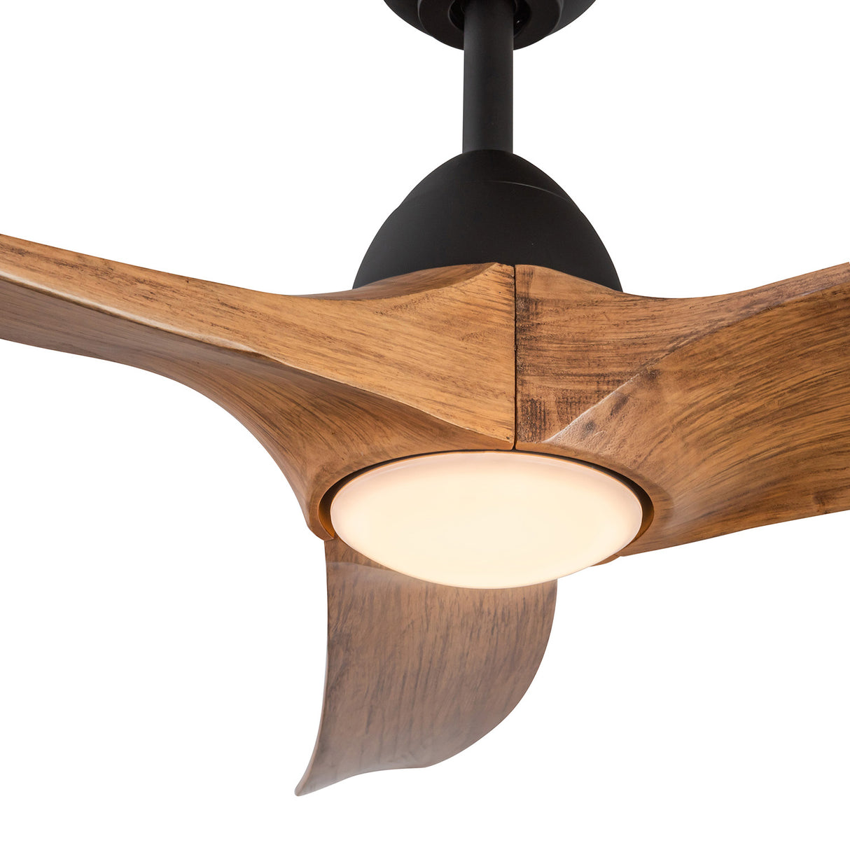 Sedona LED Ceiling Fan 60", Matte Black and Natural Oak Wood Blades, Smart Fan, 6-Speed Reversible Air Flow