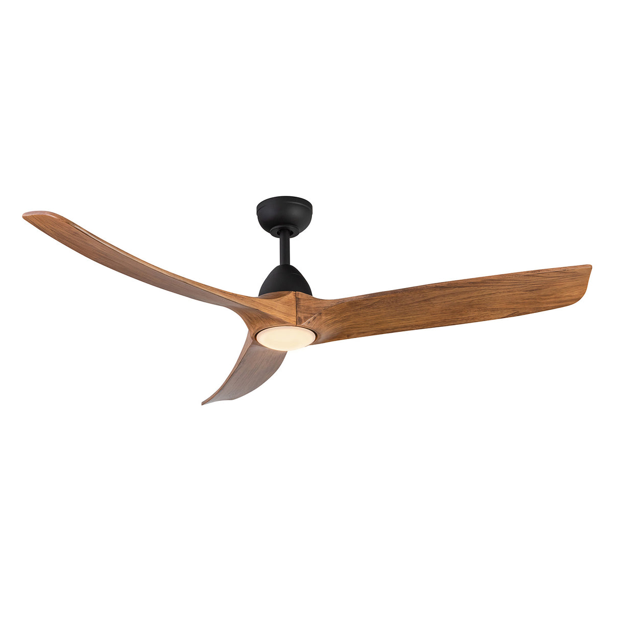 Sedona LED Ceiling Fan 60", Matte Black and Natural Oak Wood Blades, Smart Fan, 6-Speed Reversible Air Flow