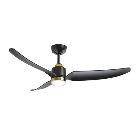 Kent Outdoor Ceiling Fan with Light 52" with LED Light, Brushed Brass and Matte Black Smart Fan, 6-Speed Reversible High-Performance Air Flow