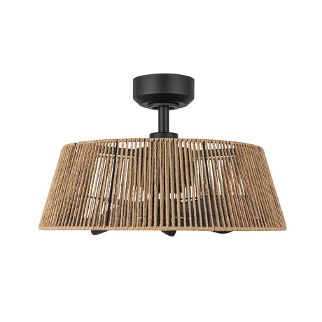Elwood LED Ceiling Fan 24", Matte Black with Braided Rope Fandelier Style, Smart Fan, 6-Speed Reversible Air Flow