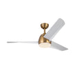 Lorain LED Light Ceiling Fan 54", Brushed Brass and White Smart Fan, 3-Speed, Reversible, High Performance Air Flow