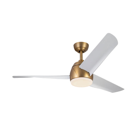 Lorain LED Light Ceiling Fan 54", Brushed Brass and White Smart Fan, 3-Speed, Reversible, High Performance Air Flow
