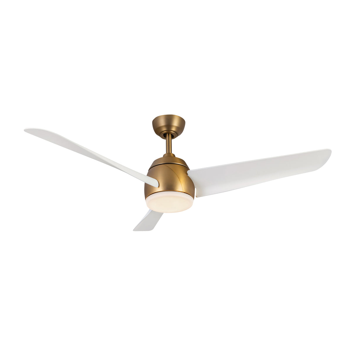 Lorain LED Light Ceiling Fan 54", Brushed Brass and White Smart Fan, 3-Speed, Reversible, High Performance Air Flow