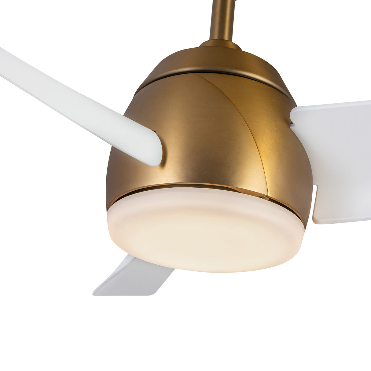 Lorain LED Light Ceiling Fan 54", Brushed Brass and White Smart Fan, 3-Speed, Reversible, High Performance Air Flow