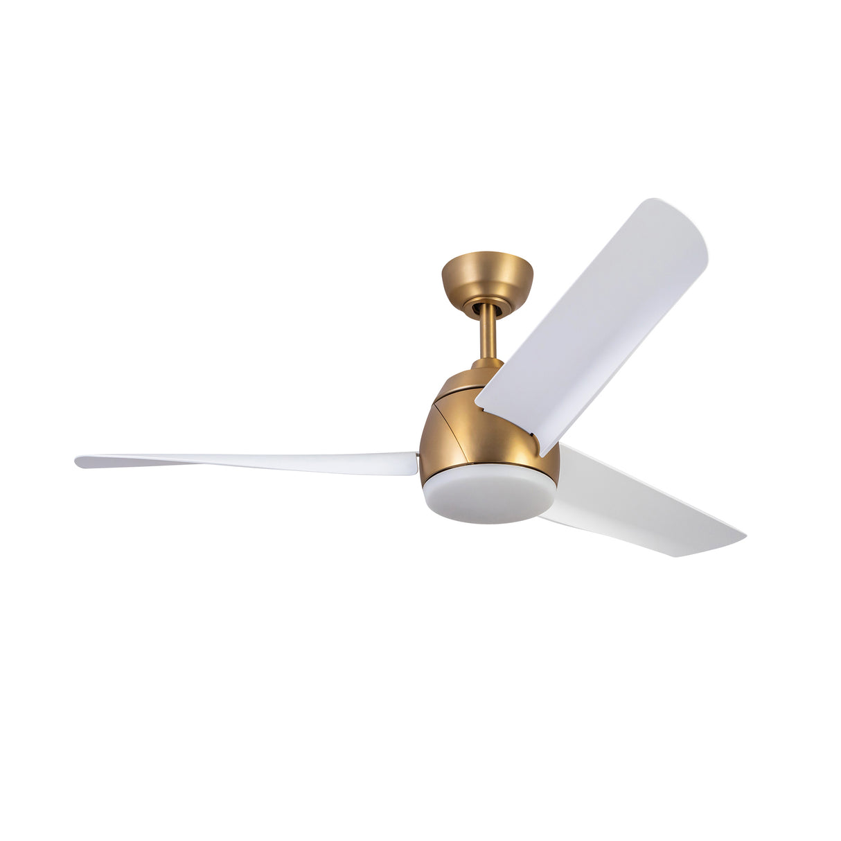 Lorain LED Light Ceiling Fan 54", Brushed Brass and White Smart Fan, 3-Speed, Reversible, High Performance Air Flow