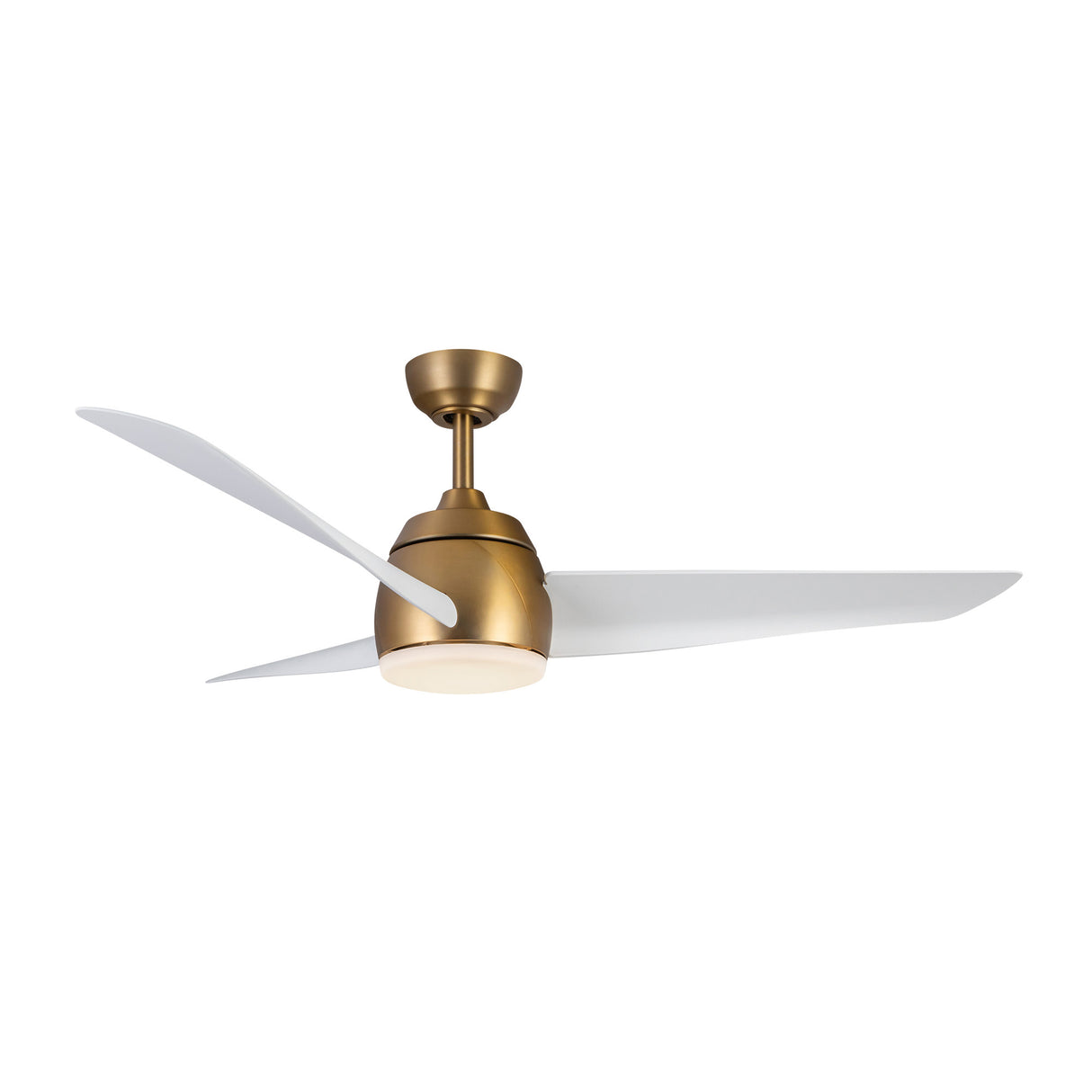 Lorain LED Light Ceiling Fan 54", Brushed Brass and White Smart Fan, 3-Speed, Reversible, High Performance Air Flow